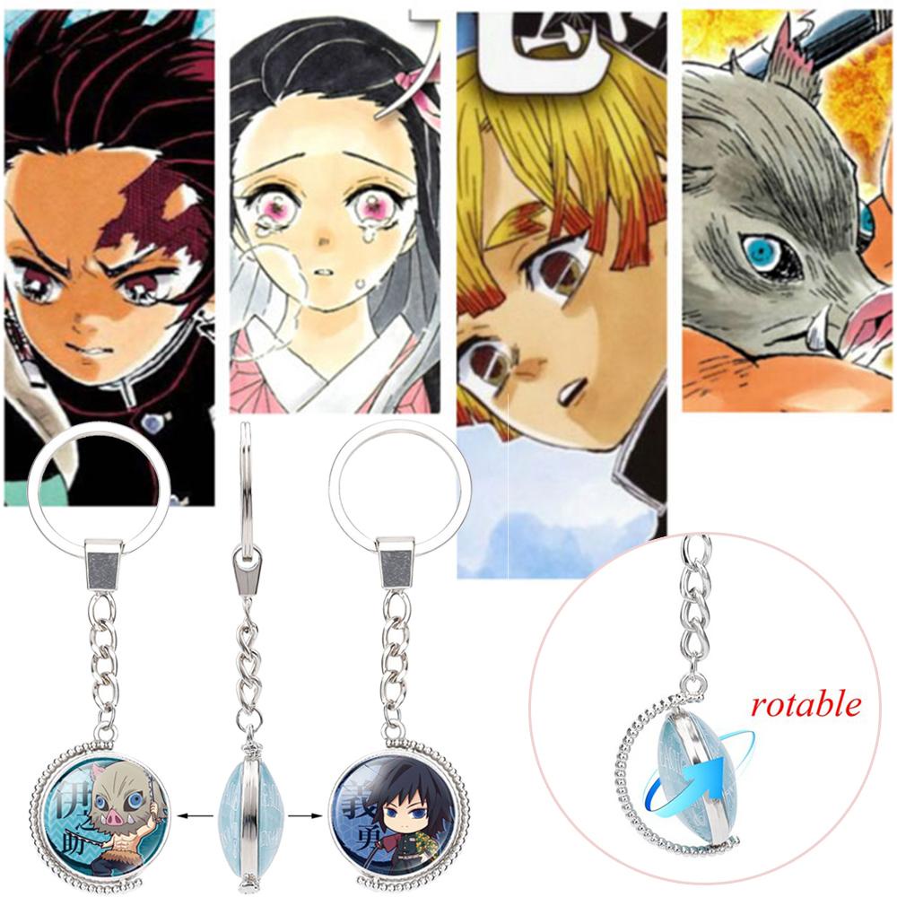 Lanfy Gantungan Kunci Anime Demon Slayer Inosuke Unisex Kamado Tanjirou Kyoujurou Giyuu Kamado Nezuko Cosplay Prop Keyring