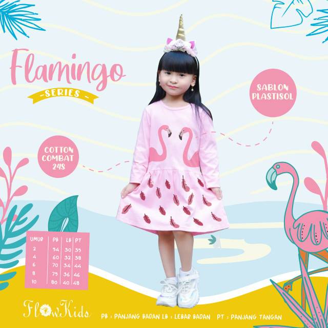 Dress Flamingo / Dress anak / Dress Flamingo