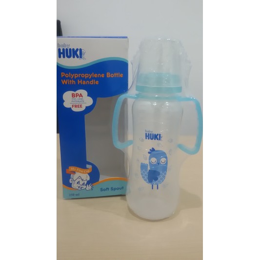 Botol susu bayi PP Huki dot spout dgn pegangan 250 ml bpa free #234