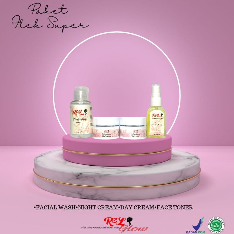 RZL glow skinwhitening - paket flek super - cream pembersih flek - cream glowing - skincare murah BP