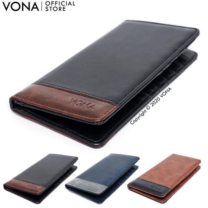 Jual Vona Dompet Pria Wanita Panjang Kulit Pu Sintetis Dompet Asli - Logan - Tan Hemat