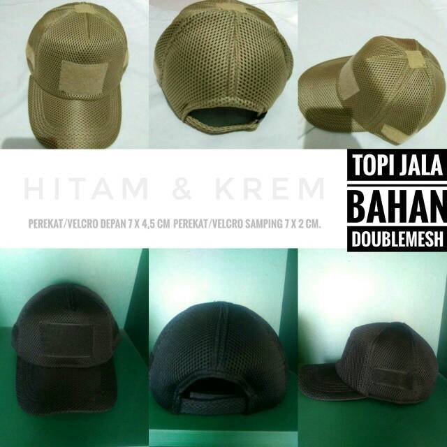 Topi Tactical Doblemesh Jaring Hitam,Gurun,Hijau,Abu