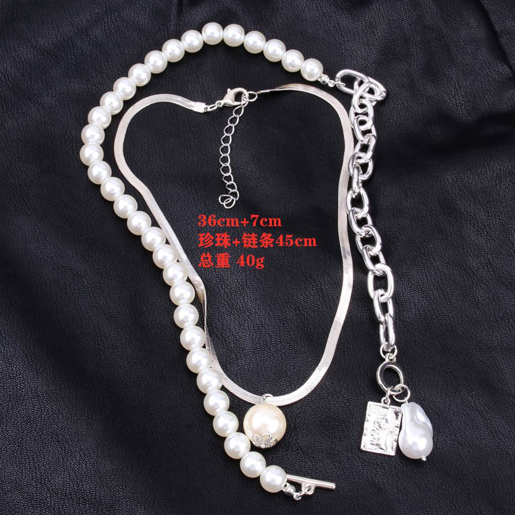 Boho Double Layer Butterfly Pendant Necklace Pearl Choker Chain Women Jewellery