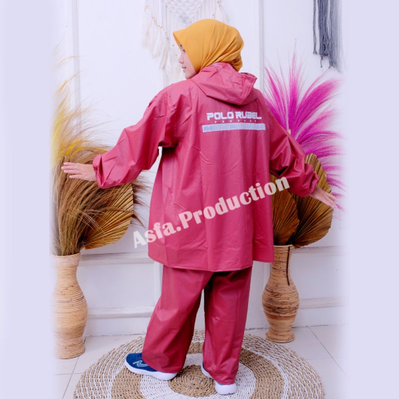 JAS HUJAN, RAINCOAT Terbaik Pria Wanita BY POLO RUBEL Sporty Full Press Anti Rembes Dan Kuat Bahan Karet PVC 0,25 Tebal