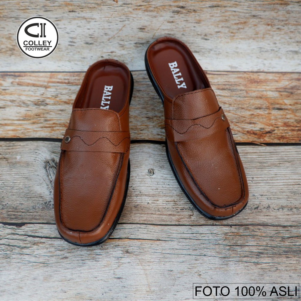 COD - SEPATU BUSTONG PRIA 100% KULIT ASLI / SLOP / CASUAL LEATHER SLOP CLY-BTG.004