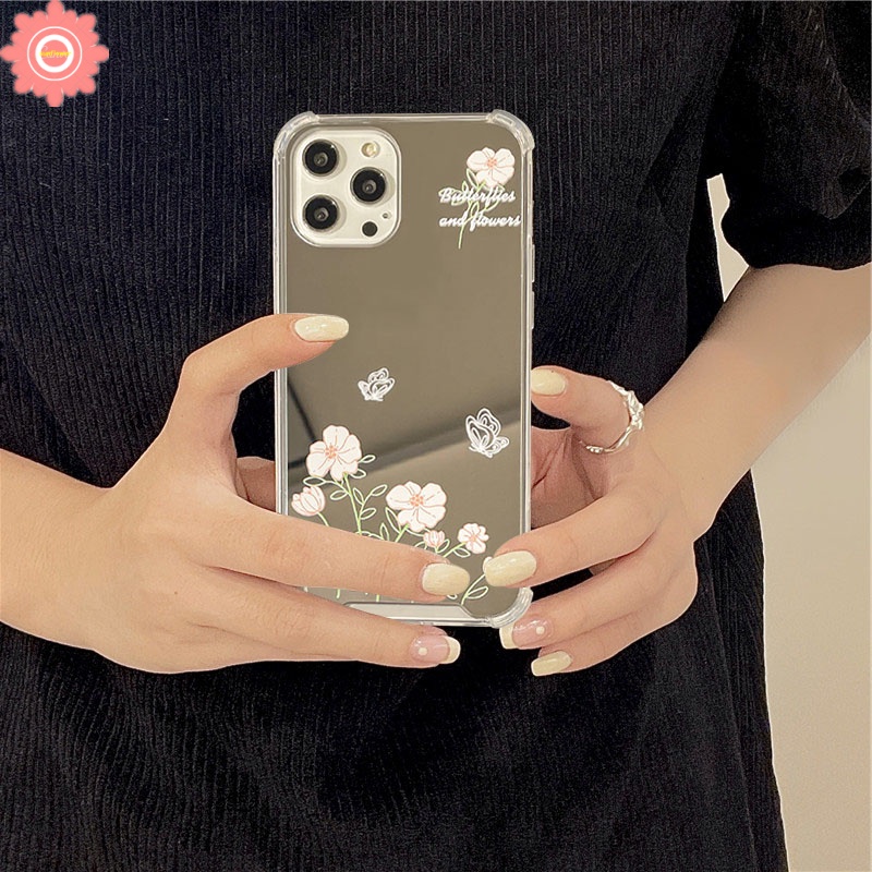 Soft Case Tpu Motif Bunga Dengan Cermin Untuk IPhone 7 8 Plus 13 12 11 Pro MAX XR X XS MAX SE 2020