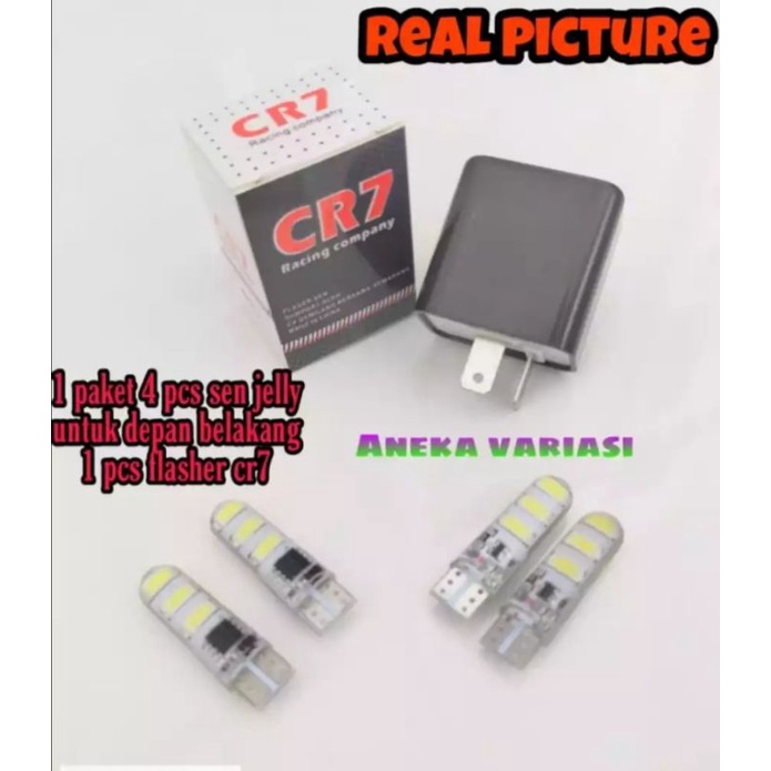 paket lampu sen jelly putih 4 pcs depan belakang + flasher CR 7