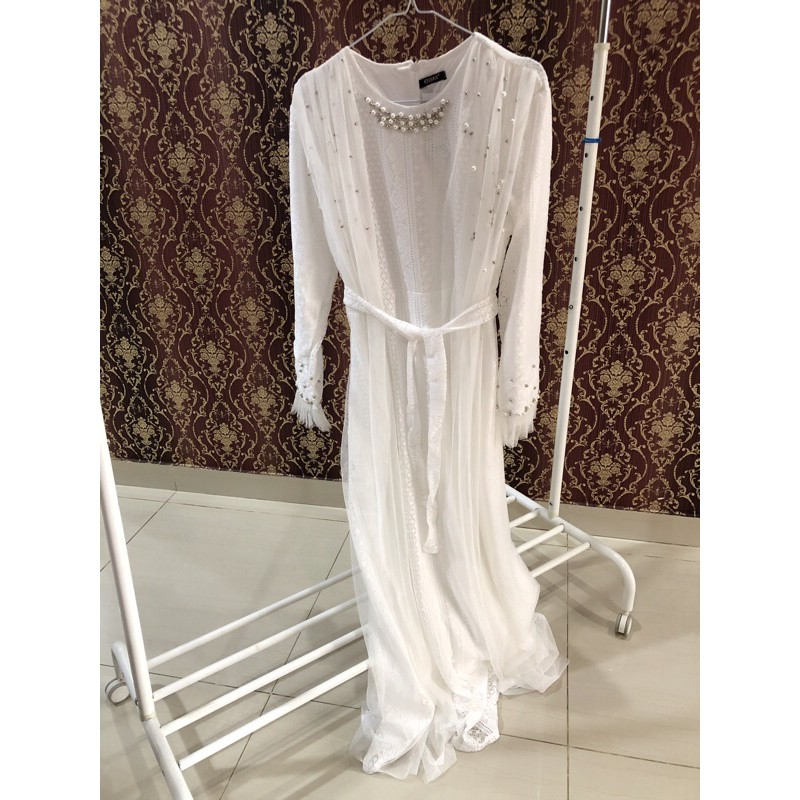 gamis ozias putih/gamis ozias/gamis pesta