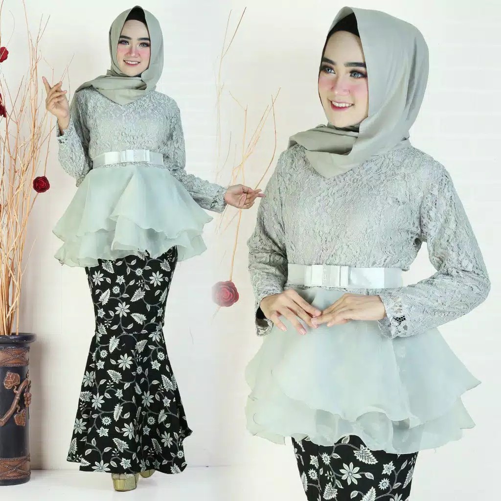 KEBAYA BRUKAT KOMBINASI ORGANZA FULL FURING ROK DUYUNG/KEBAYA NABILA/KEBAYA NAURA/KEBAYA WISUDA