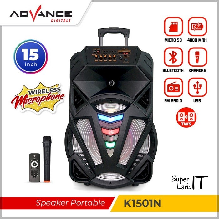 Speaker Portable Advance K1501 N K1501N 15" Bluetooth Meeting Speaker