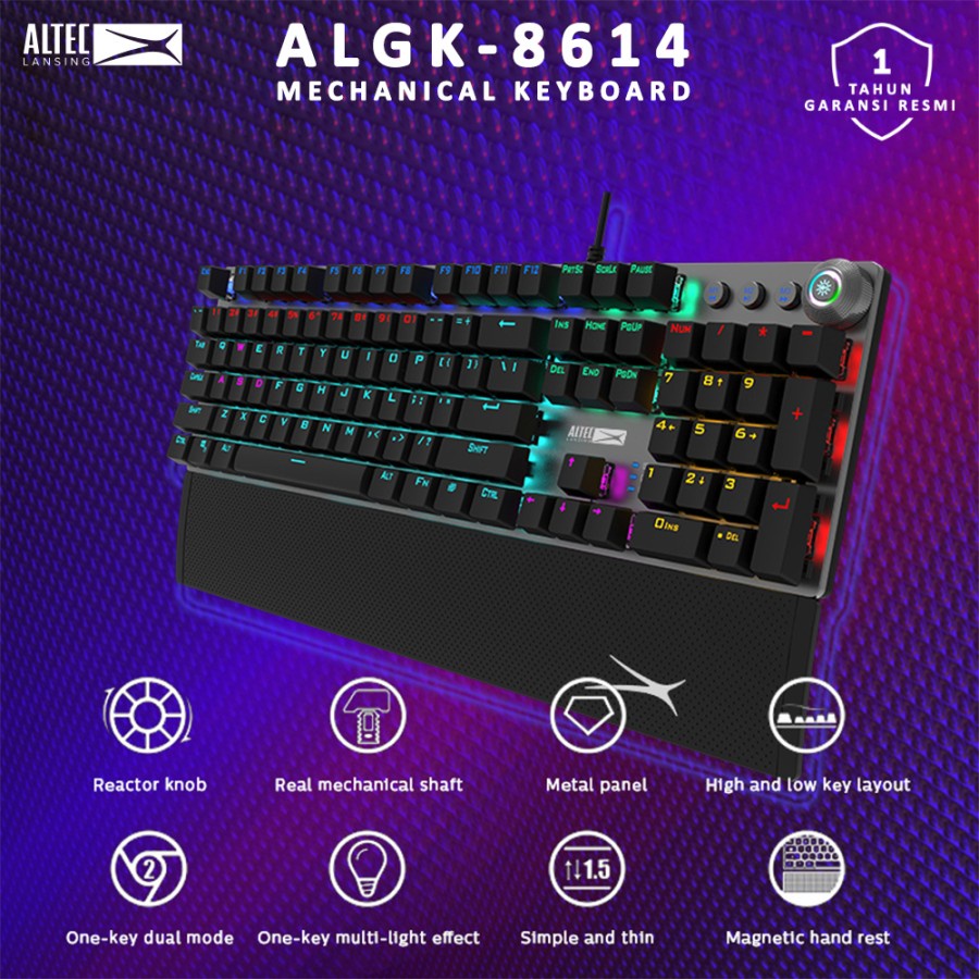 Keyboard Gaming Mechanical Multimedia Altec Lansing ALGK-8614 RGBLight