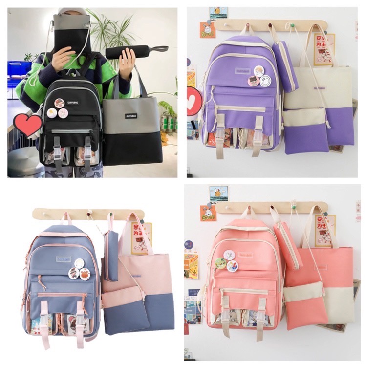 TAS Ransel Anak Sekolah Perempuan set 4 in 1 import ORIGINAL C Fashion Korea