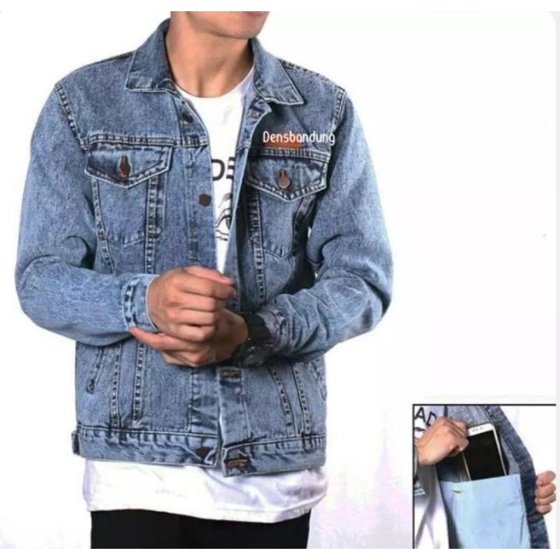 JAKET JEANS SENWOS BIRU PUDAR DAN HITAM PUDAR