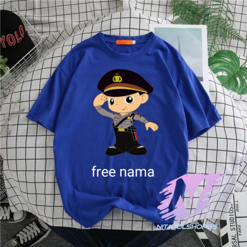 kaos anak kartun animasi polisi baju karakter anak polisi gratis nama