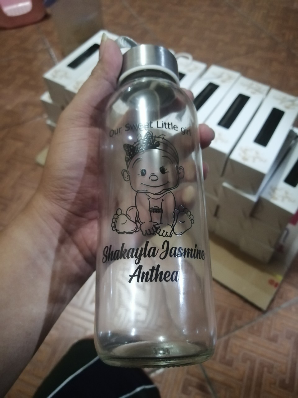Souvenir Tumbler Kaca Souvenir Pernikahan  Botol Kaca + Free Sablon Satu Warna
