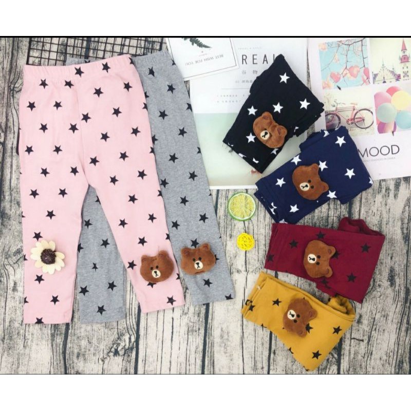 Legging Anak Perempuan Motif &amp; Polos Usia 3 - 4 tahun/ Legging Callysta Leging MOTIF RANDOM anak