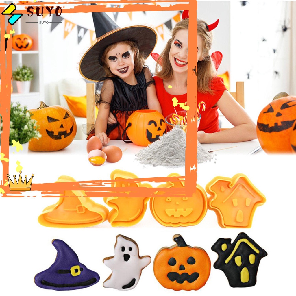 Suyo 8pcs Cetakan Kue / Biskuit 3D Seri Halloween