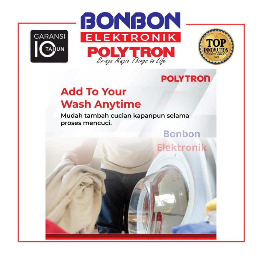 Polytron Mesin Cuci Front Loading 11KG/7KG Dryer PFL 1105 Inverter