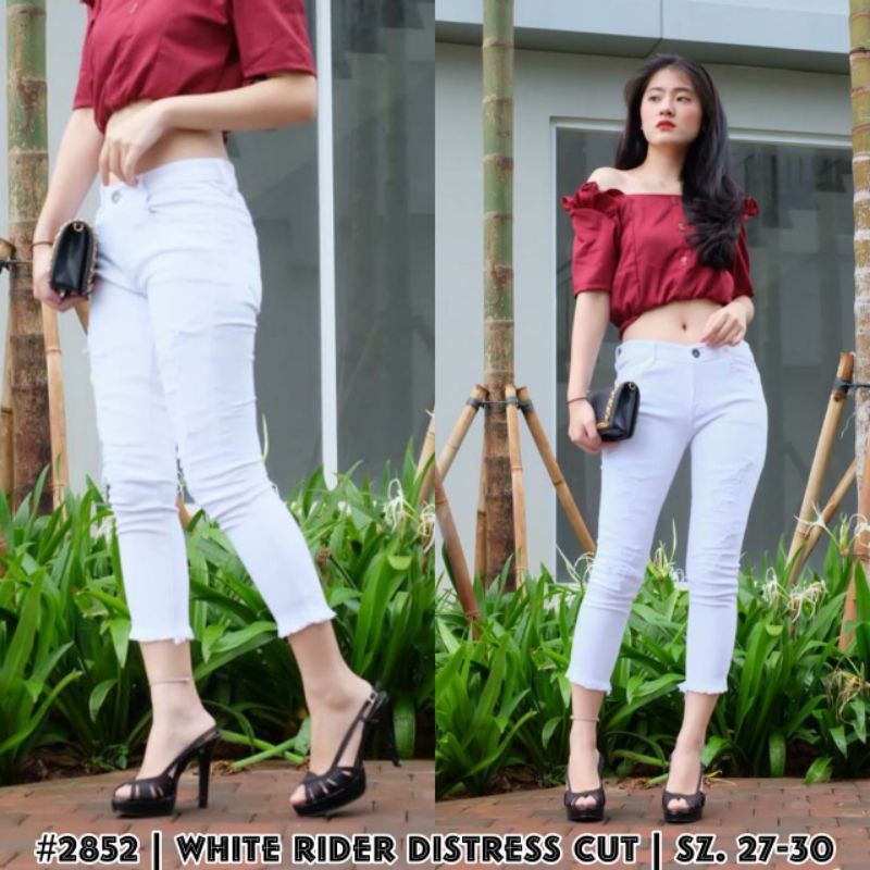 Celana Jeans Wanita Celana Wanita 7/9 Warna putih