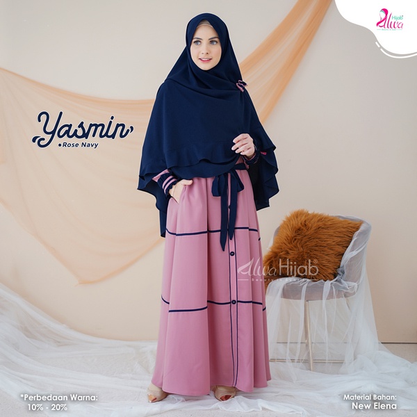 Gamis YASMIN By Alwa Hijab | Gamis set khimar | COD | Gamis Polos Kekinian 2021