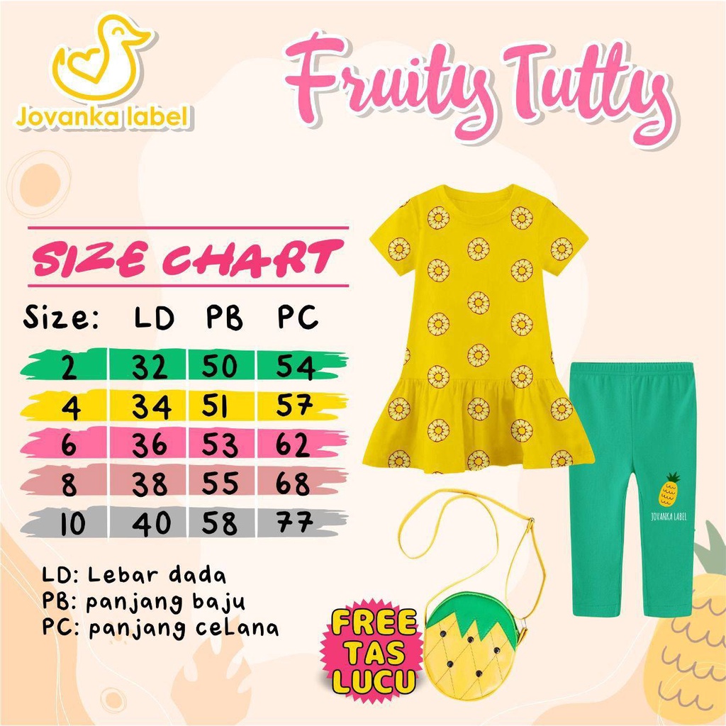 Setelan anak Fruity Tutty Free Tas kulit By Jovanka