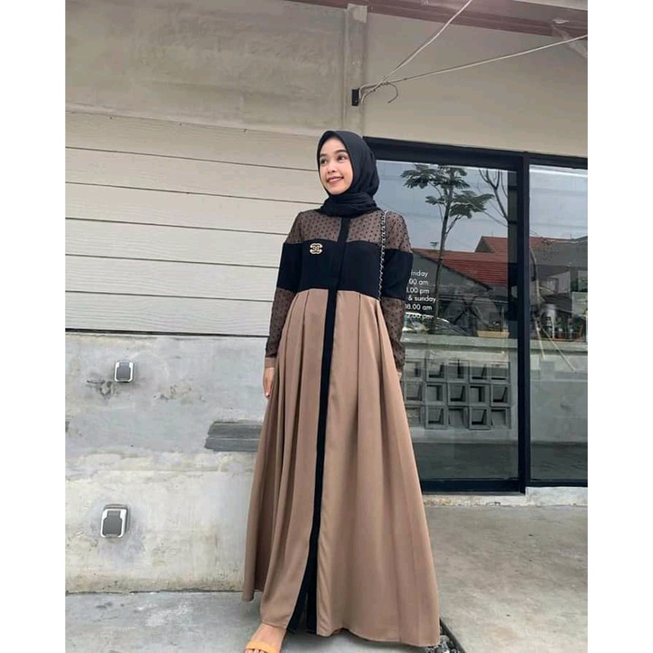 murah gamis turkey-jubah turkey- busana muslim - abaya remaja terbaru-abaya arab kekinian-abaya turki terbaru-motif PUTIH tangan karet (BR283)