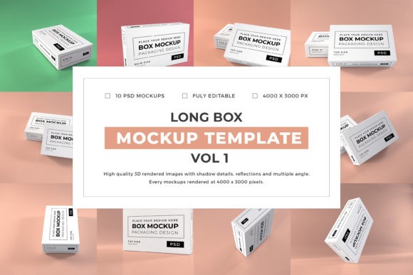 Long Box Packaging Mockup Bundle Vol 1 - Photoshop