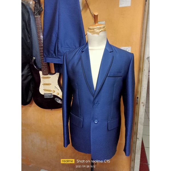 JAS PRIA BIRU TUA BIRU NAVY JAS STELAN JAS NIKAH JAS WOOL FASHION PRIA