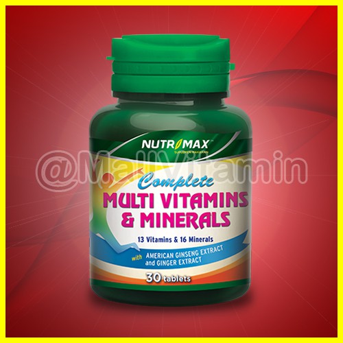 Nutrimax Complete Multivitamins & Minerals Isi 30 Multivitamin Multi Vitamin Mineral Kekebalan Alami