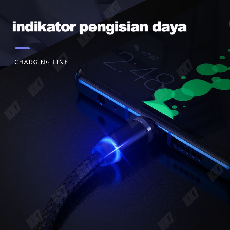 Magnetik Kabel Pengisi Daya Ponsel 3in1 Kabel Charger Hitam