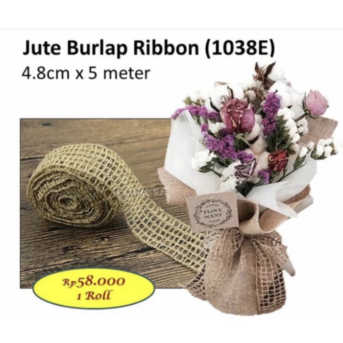 

Jute Burlap Motif Ribbon 1038E 5Meters Abarang Florist Pita Handbouque 093