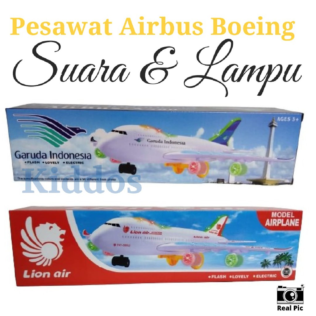 Mainan Pesawat Baterai Garuda Lion Airbus Besar