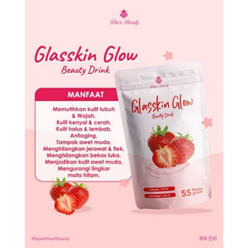 DINZ BEAUTY GLASSKIN GLOW MINUMAN COLLAGEN RASA ANGGUR &amp; STRAWBERRY