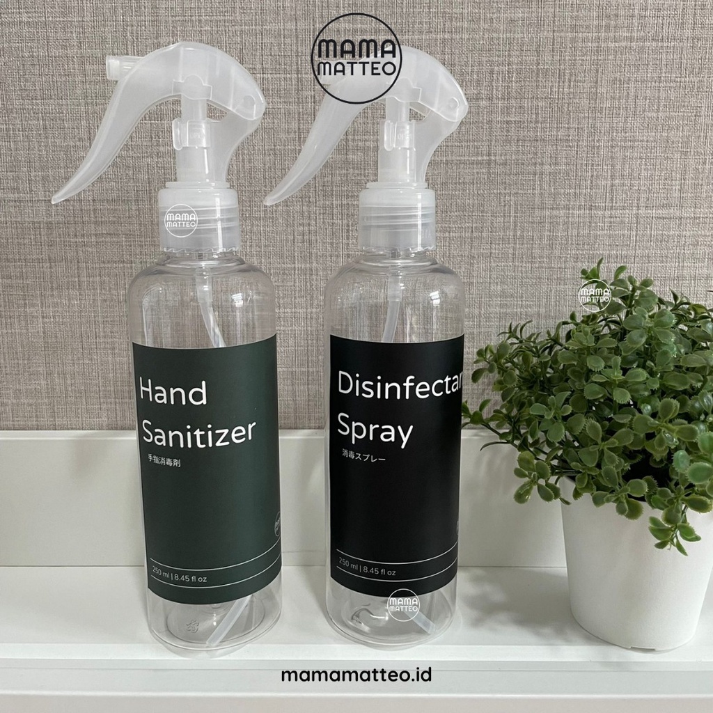 BOTOL SPRAY TRAVEL / plastik refill size bening kosong / hand sanitizer disinfektan 250ml