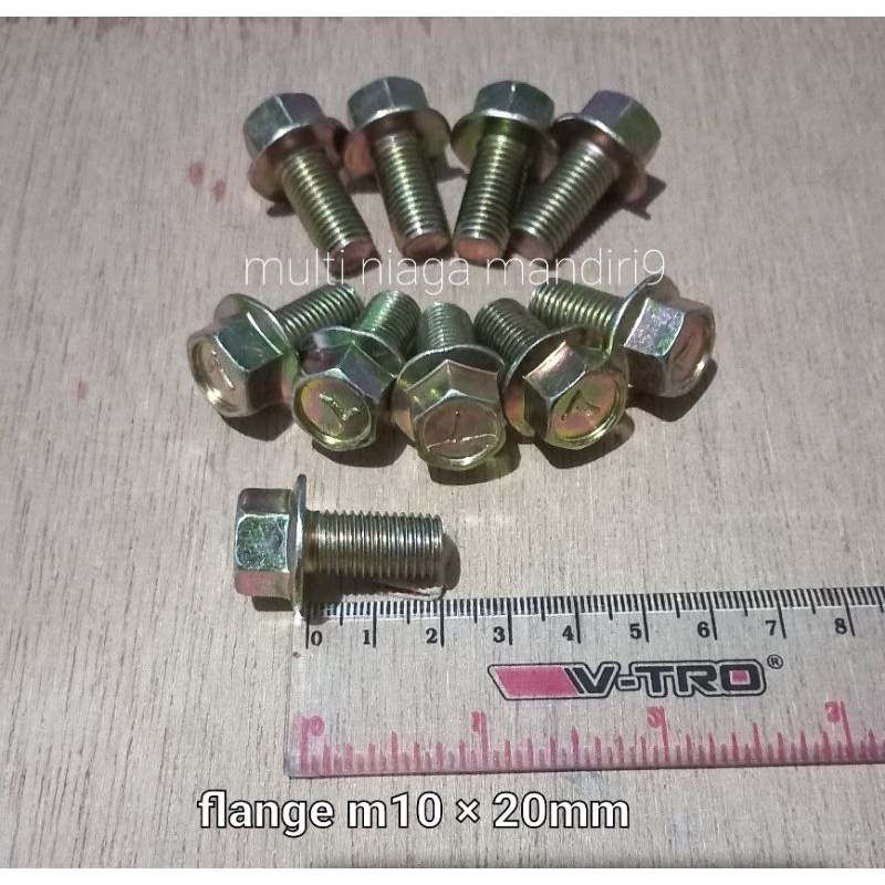 baut 14 / flang m10 × 20mm baja kuning
