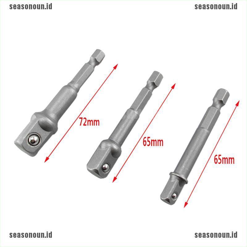 3 X Set Adaptor Soket Mata Bor HEX Tanpa Kabel 1 / 4 Ke 1 / 2 1 / 4 3 / 8 inch