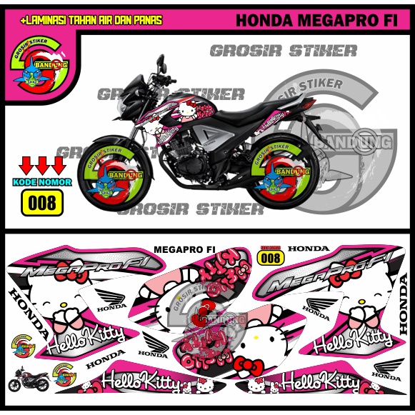 STRIPING VARIASI STIKER MOTOR HONDA MEGAPRO FI HELLOKITTY