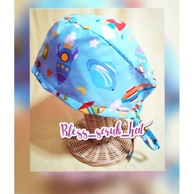 Topi bedah motif/ Scrub hat/ Topi katun/ Kupluk/ rocket