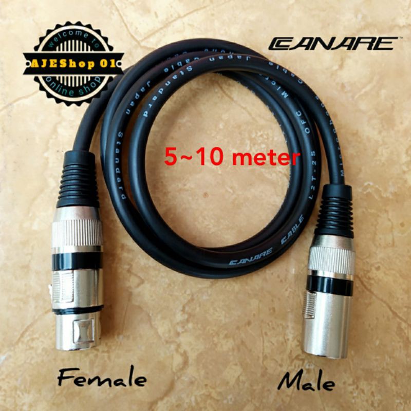 Jack xlr male to female kabel canare 5 sampai 10 meter