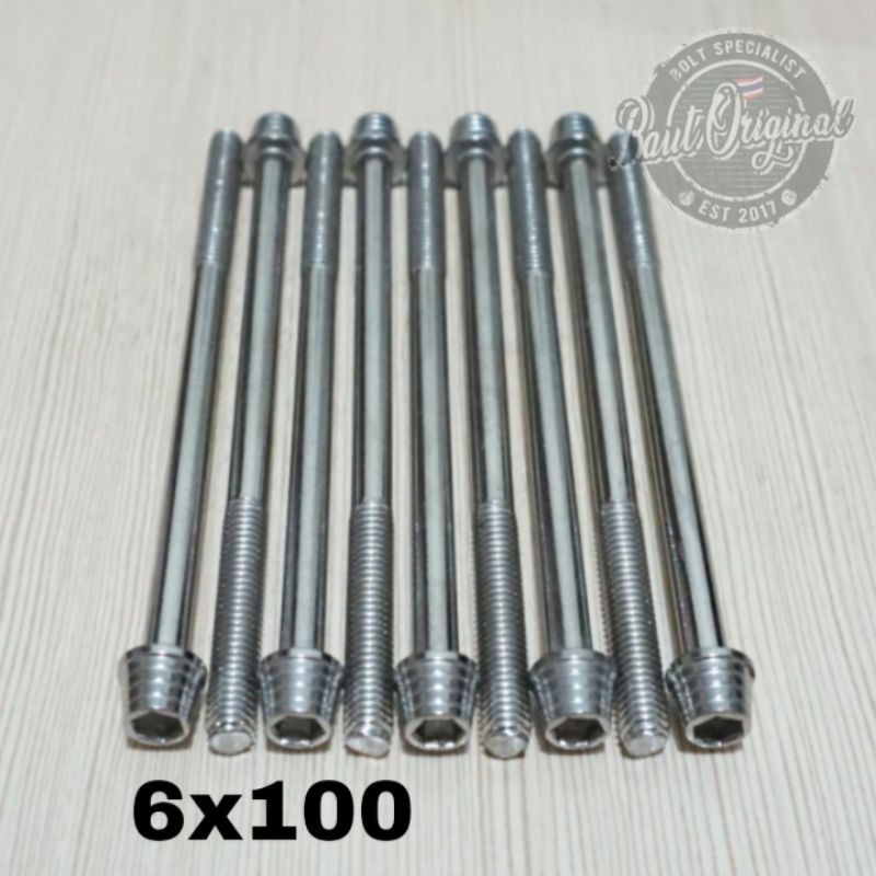 Baut probolt kerucut silver 6x100 drat 10 panjang 10cm heng thailand harga satuan