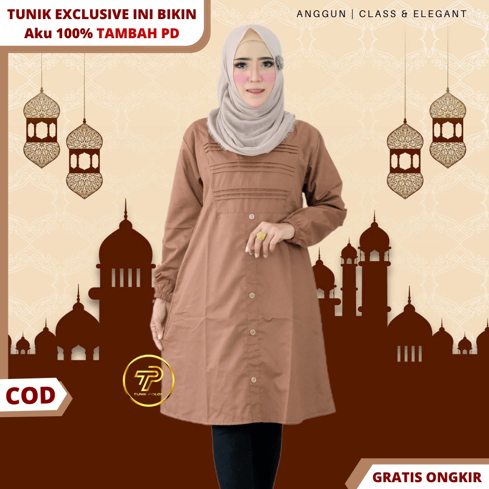 Baju Atasan Tunik  Bahan Katun Toyobo Premium Adem Polos Fashion muslim Wanita Remaja muslimah Terba