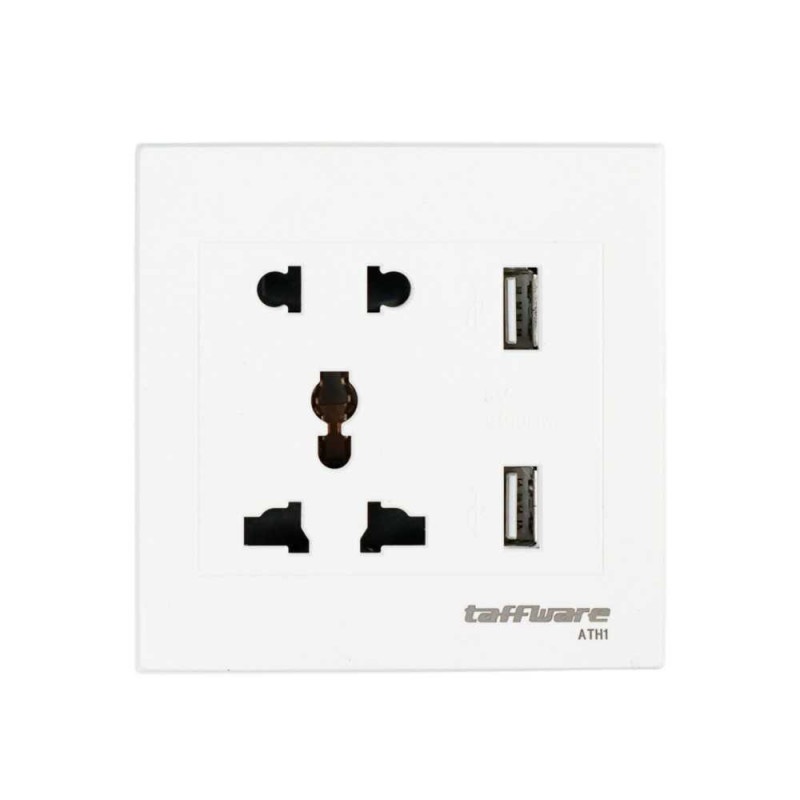 Stop Kontak Universal Colokan Dinding UK EU US 2 USB Port Taffware