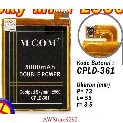 Mcom Battery Batre Baterai Double Power Mcom Coolpad Sky Mini E560 CPLD-361 CPLD361 CPLD 361