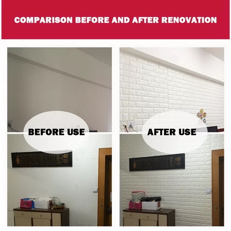 Wallpaper Stiker Dinding 3D Foam Batu Bata 70cm x 38cm-5