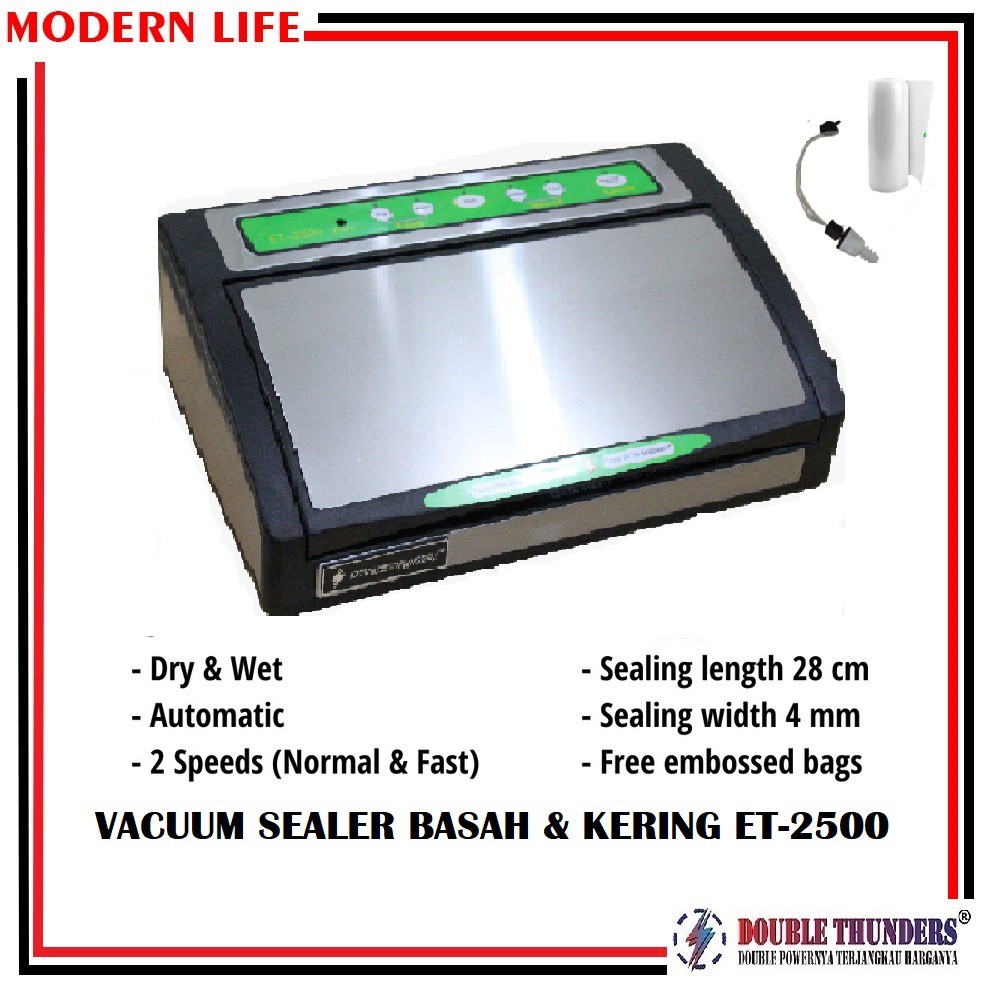 Vacuum Sealer Mesin Pengemas Vakum DT-2500 ( Kering &amp; Basah ) Semi Auto