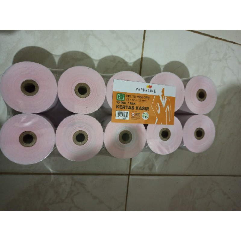 kertas kasir / kertas struk paperlibe 2 ply 75 x 65 x 12mm