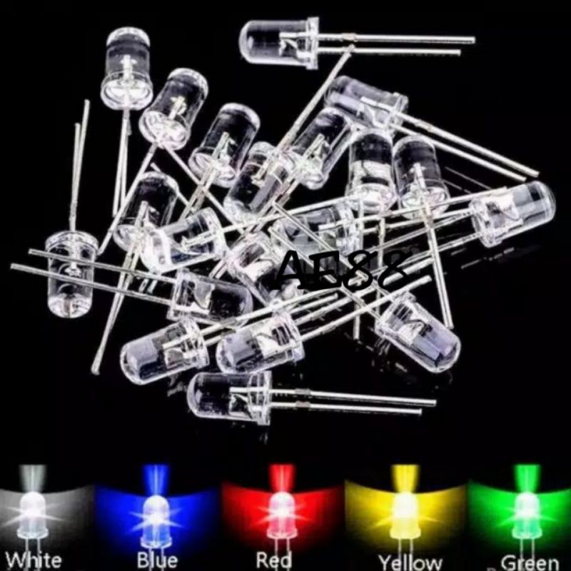 (isi 10pcs) LED 5MM Warna Putih Merah Hijau Biru Kuning