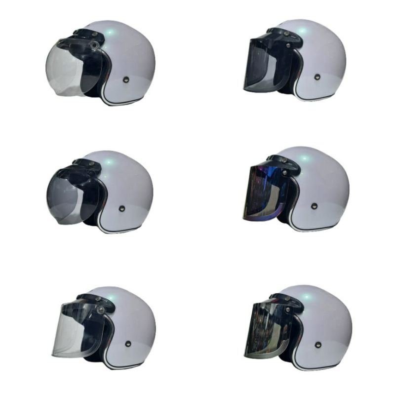 Helm Jpx JP New Bigie Retro Lis Crum Putih