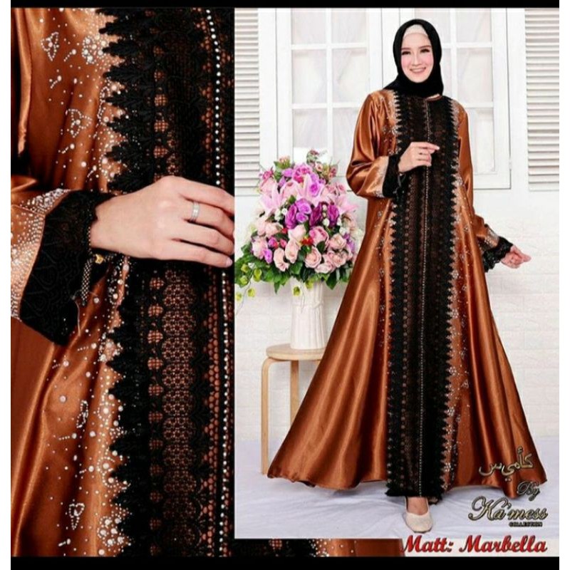 gamis abaya satin marbella renda payet