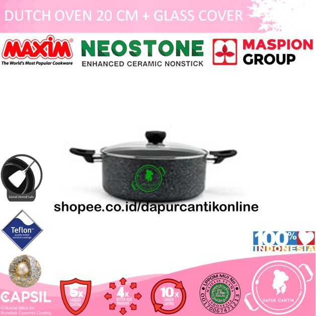 MAXIM PANCI DUTCH OVEN 20 CM + GLASS COVER GALAXY MASPION